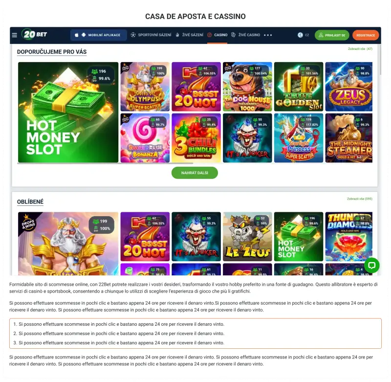 20Bet Sportovní sázky